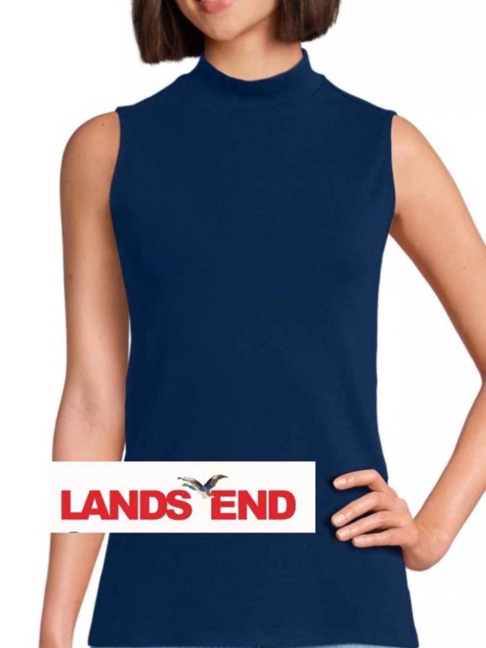 NEW Lands' End Navy Tercel top, XL, GP1614